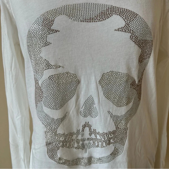 Zadig & Voltaire Metallic Skull Henley Studded Embellished Shirt 26027 - Picture 4 of 10